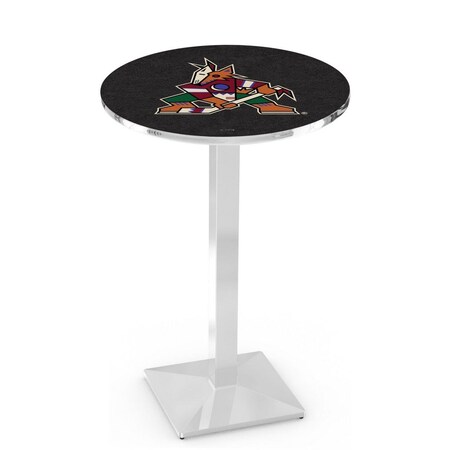 Holland Bar Stool Co 36" Chrome Arizona Coyotes Pub Table, 36" dia. Top L217C3636AriCoy